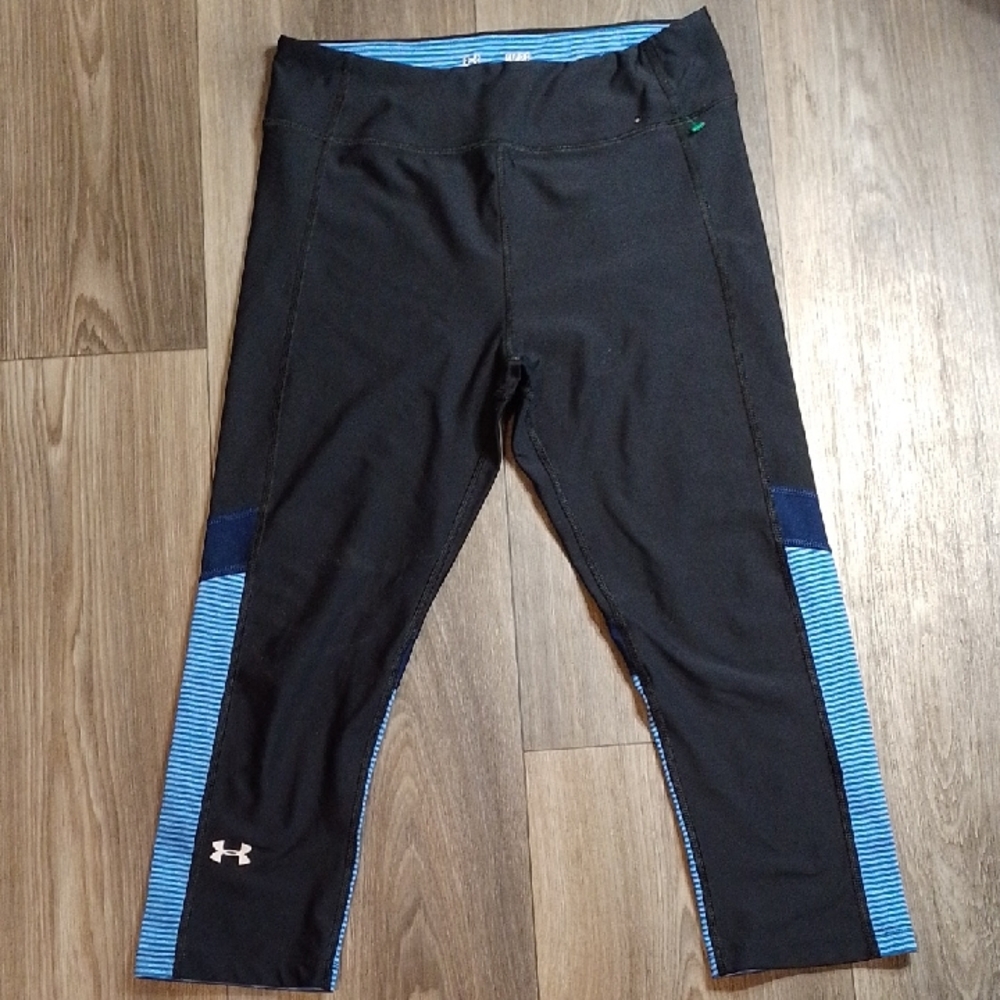 Under Armour Performance Leggings Black Blue Athletic Wear